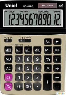 Калькулятор Uniel UD-64BZ 12-разр., мет.панель, бронза