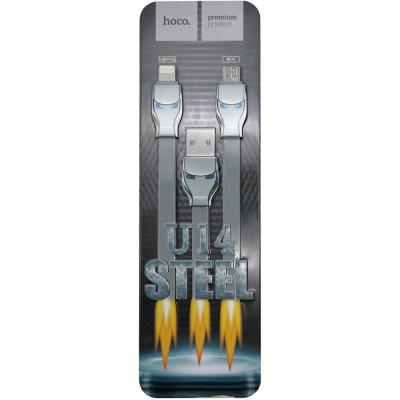 Кабель 2 в 1 USB - Lightning 8pin+micro USB, 1,3м, HOCO U14 Series, серый