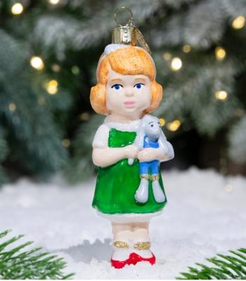 Игрушка ёлочная, 1шт. 11см. Девочка с зайчиком