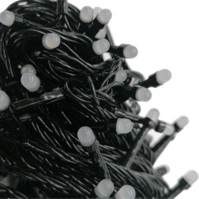 Гирлянда рисинка, 9м, 200LED, синий, черный провод 