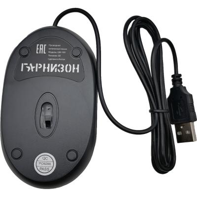 Мышь проводная Гарнизон GM-100, USB, 1000dpi, черный /14297/