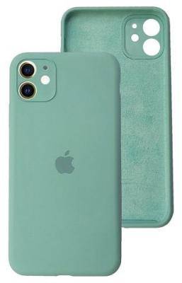 Чехол-накладка iPhone 11, Soft touch, Silicone Case, с полным покрытием, лого, ментол /BL/