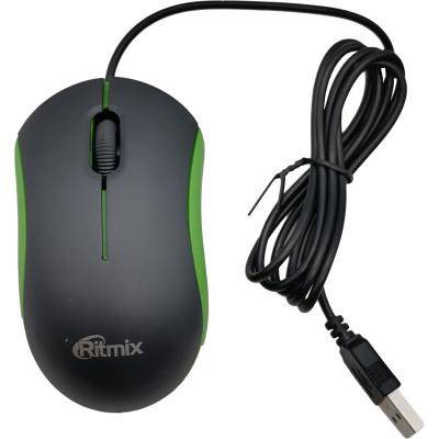 Мышь проводная RITMIX ROM-111, черный/зеленый