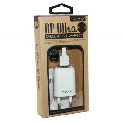 СЗУ PRODA RP-U11 USB 1A +кабель Lightning 8-pin, белый***