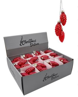 Игрушка ёлочная, СВЯЗКА 3шт шишки, 6см, алые паруса box36 /14153/