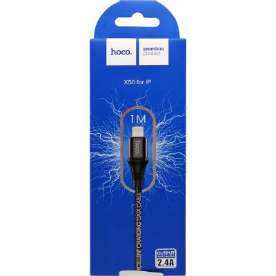 Кабель USB - Lightning 8pin, 1,0м, HOCO X50 Excellent, нейлон, черный