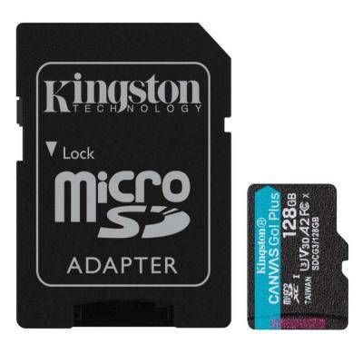 microSDXC Kingston 128GB Class 10 Canvas Go Plus UHS-I U3 V30 A2 170/70Mbs + адаптер SD, SDCG3/128GB