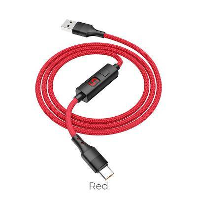 Кабель USB - Type C, 1,2м, HOCO S13 Central control, таймер, красный