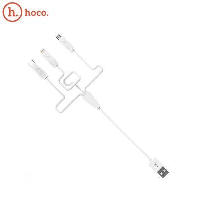 Кабель 3 в 1 USB -  Lightning 8pin+micro USB+Type C, 1,0м, HOCO X1 Series, белый