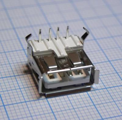 Гнездо USB-A на плату угловая L-KLS1-181A-W