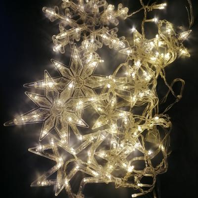 Гирлянда бахрома, 3,0м, LED, 8 звезд 2 льдинки 2 снежинки , т.бел. LX-38