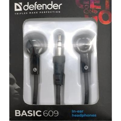 Наушники DEFENDER Basic 609, вставки, черный + белый