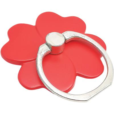 Кольцо-держатель для телефона пластик фигурное матовое "Цветочек", красный
