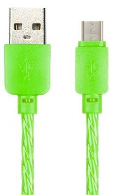 Кабель USB - micro USB, 1,0м, Smartbuy, SILICONE SPIRAL, 2A, зеленый (ik-12SPS green) 