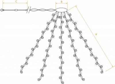 Гирлянда на ёлку, 3м, 210LED, т.бел. 4м шнур, IP20, З.П. /32374/