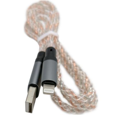 Кабель USB - Lightning 8pin, 1,0м, HOCO U112 Shine, светящийся, серый