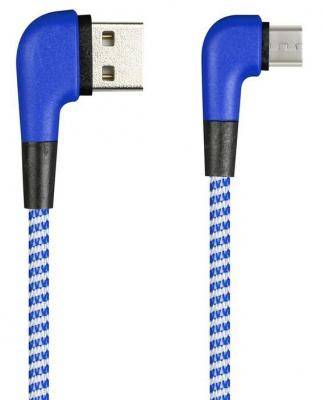 Кабель USB - micro USB, 1,0м, Smartbuy, SOCKS L-TYPE, 2A, синий (ik-12NSL blue)