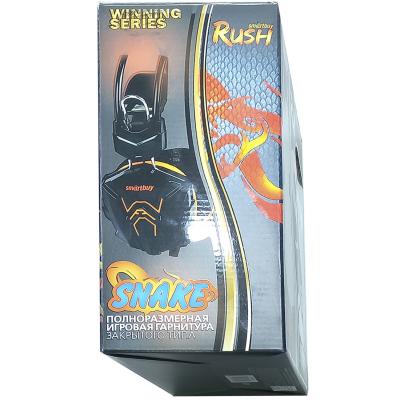 Полноразмерная игровая стереогарнитура SmartBuy RUSH SNAKE, велюр, черн/оранжевая (SBHG-1100)