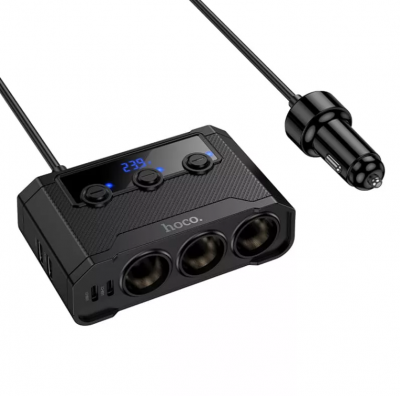 Разветвитель прикуривателя, 3 гнезда+2xUSB+2xUSB-C, HOCO Z64
