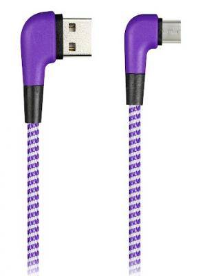 Кабель USB - micro USB, 1,0м, Smartbuy, SOCKS L-TYPE, 2A, фиолетовый (ik-12NSL violet)