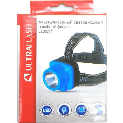Фонарь налобный Ultraflash "HEADLITE"LED5374 (0.5W LED, аккум.) голубой