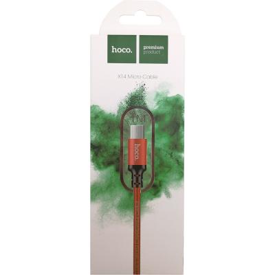 Кабель USB - micro USB, 1,0м, HOCO X14 Times speed, красный/черный**