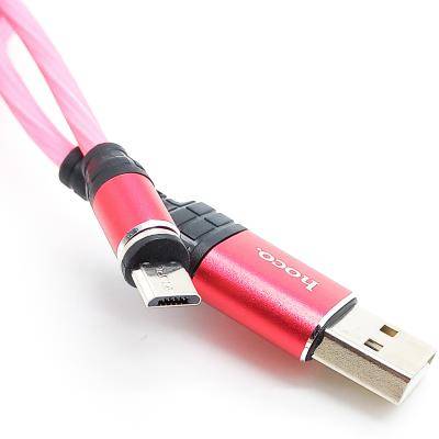 Кабель USB - Micro USB, 1,0м, HOCO U90 Ingenious streamer, LED, магнит, красный