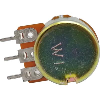 Резистор переменный 3pin, 100K, (d-17 мм, резьба М7, Вал d-6 мм)