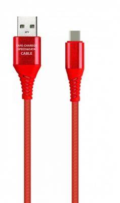 Кабель USB - Type C, 1,0м, Smartbuy, в резин. оплетке Gear, <2A, красный (iK-3112ERG red)