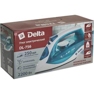 Утюг DELTA DL-756 (2200Вт, керамика, верт. пар) белый/зеленый