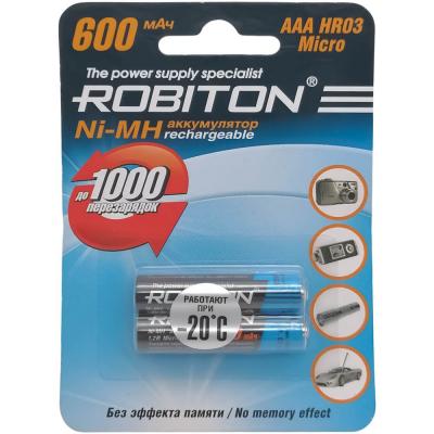 Аккумулятор AAA (HR03), 600 mAh, 600MHAAA BL2 /кор.50шт /08794/ Robiton
