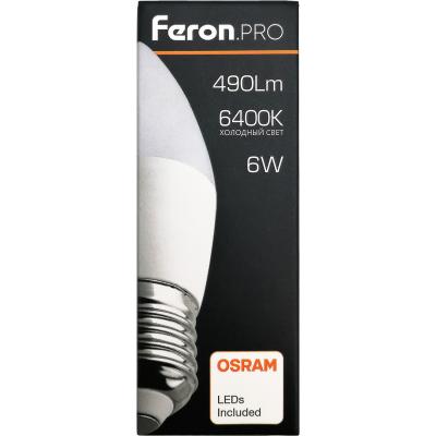 LED лампа C37/06W/6400/E27, Feron.PRO /38052/***