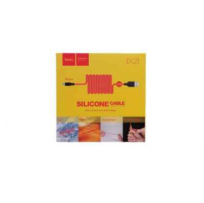 Кабель USB - micro USB, 1,0м, HOCO X21 Plus Silicone 2.4A, черный/красный