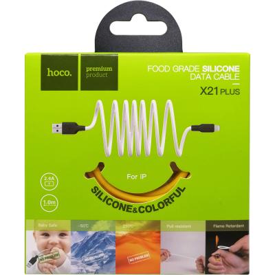 Кабель USB - Lightning 8pin, 1,0м, HOCO X21 Plus Silicone 2.4A, черный/желтый