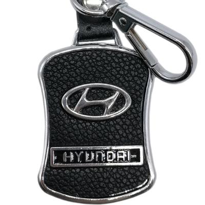 Брелок с карабином HYUNDAI натуральная кожа (черный) /38734/