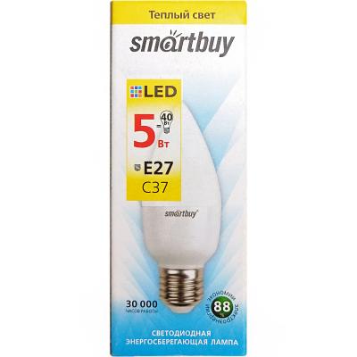LED лампа C37/05W/3000/E27, Smartbuy