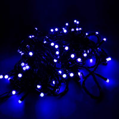 Гирлянда рисинка, 9м, 200LED, синий, черный провод 