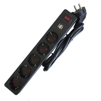 Сетевой фильтр SmartBuy One 10A, c USB, 2200Вт, 5 розеток, 3,0м, черный (SBSP-30U-K)