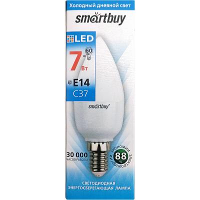 LED лампа C37/07W/6000/E14, Smartbuy