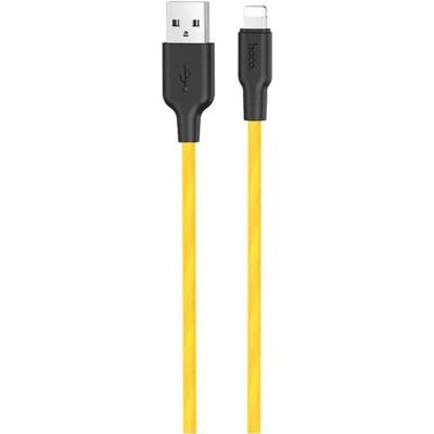 Кабель USB - Lightning 8pin, 1,0м, HOCO X21 Plus Silicone 2.4A, черный/желтый