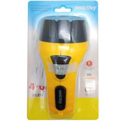 Фонарь ручной Smartbuy 4+6 LED, аккумуляторный, желтый (SBF-87-Y)