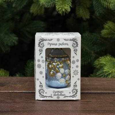 Игрушка ёлочная, 1шт. 6см. Чайник, голубой /ФУ-161/3
