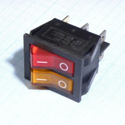 Переключатель клавишный 22мм красно-желтый 2х клав ON-OFF, 250V, 10A/154160