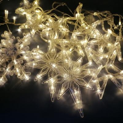 Гирлянда бахрома, 3,0м, LED, 8 звезд 2 льдинки 2 снежинки , т.бел. LX-38