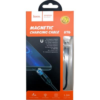 Кабель USB - micro USB, 1,2м, HOCO Magnetic U76 Fresh, черный