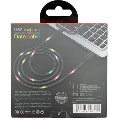 Кабель USB - Lightning 8pin, 1,2м, HOCO U63 Spirit с подсветкой, черный