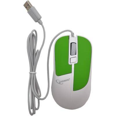 Мышь проводная Gembird MOP-410-GRN, USB, 1600dpi, зелёный /17487/