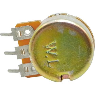 Резистор переменный 3pin, 1K, (d-17 мм, резьба М7, Вал d-6 мм)