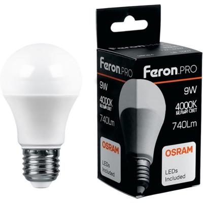 LED лампа A60/09W/4000/E27, Feron.PRO /38027/***