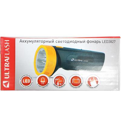 Фонарь ручной Ultraflash "AKKU PROFI" LED3827 (аккум., 5LED, SLA, 220В, пластик,коробка) черн/желт**